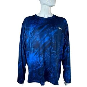 Habit Men's Real Tree Fishing Wave3 Blue Long Sleeve Fishing Shirt